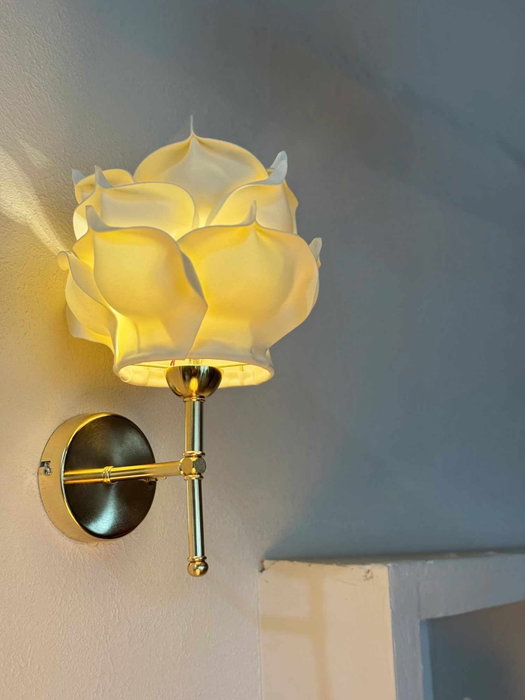 Opviq Lámpara de pared Eva Crema y Dorado Brillante